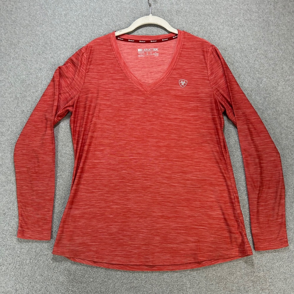 Ariat Shirt AriatTEK Women L Red Activewear Equestrian Gorpcore
